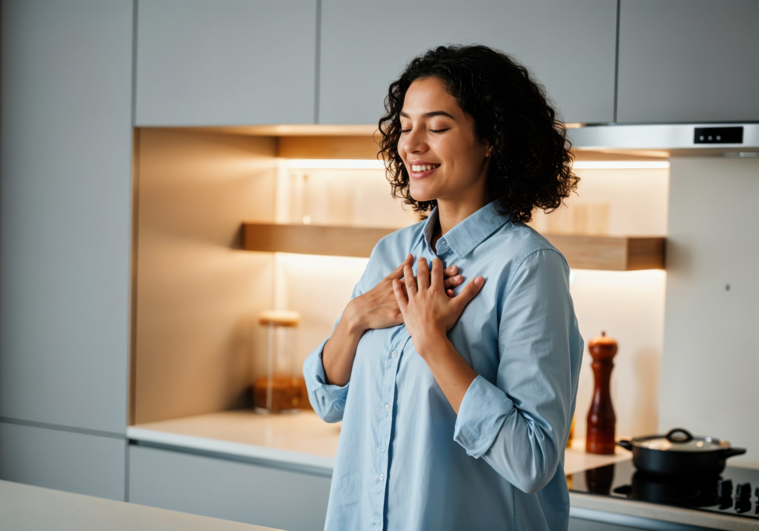 happy-woman-expressing-gratitude-modern-kitchen